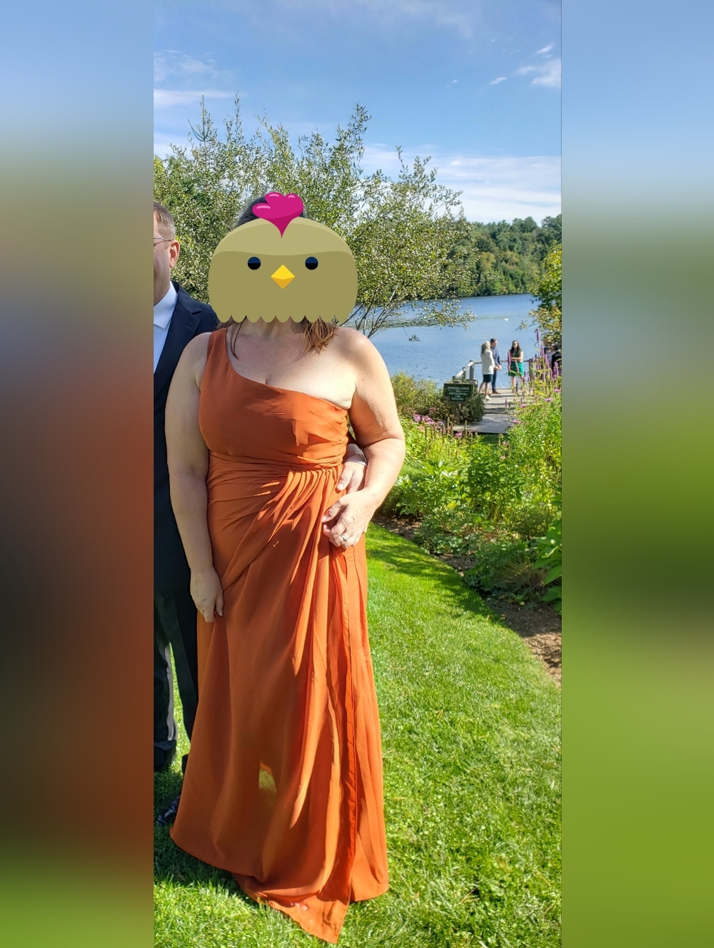 One-Shoulder Rust Colored Dress - Picture 12 of 12